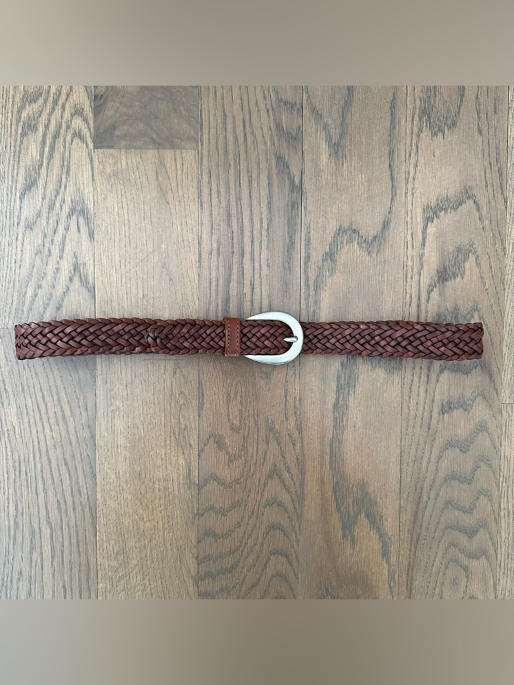 Vintage Coach 8518 Braided Leather Belt Oval Buckle Brown, Brushed Silver Small - Picture 5 of 9